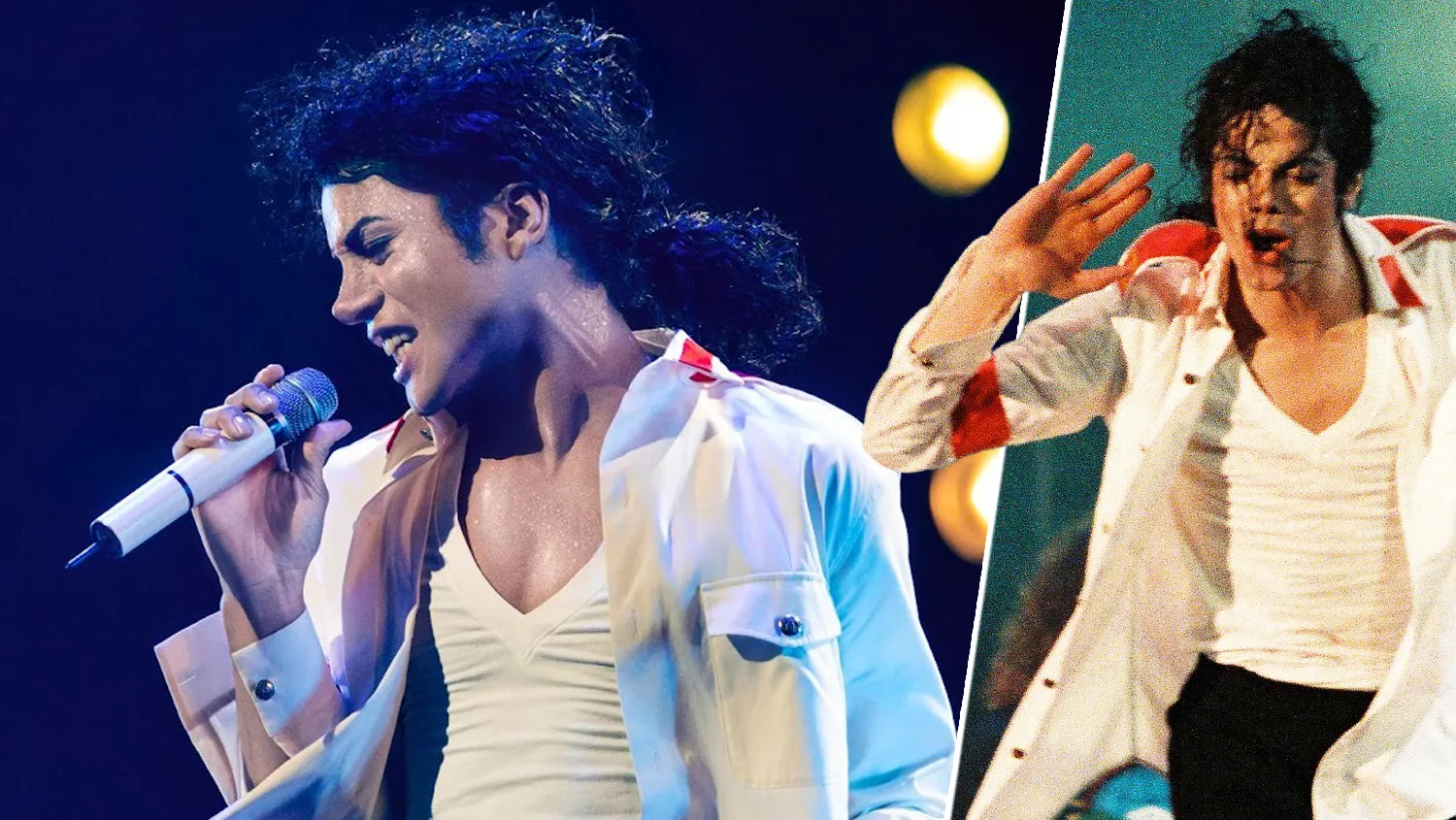 Michael Jackson performing the moonwalk on stage